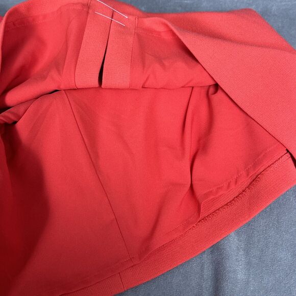 Ann Taylor Red Orange A-line Skirt Front Slit 12 Petite Double Weave New Career - Picture 10 of 11